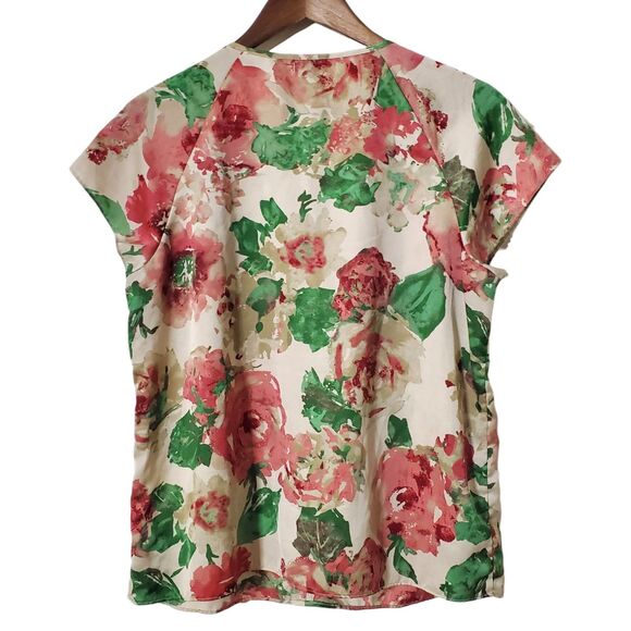 Talbots Floral Blouse 14P Ruffle Neck Grannycore Cottagecore Prairie Soft Womens - Picture 4 of 8